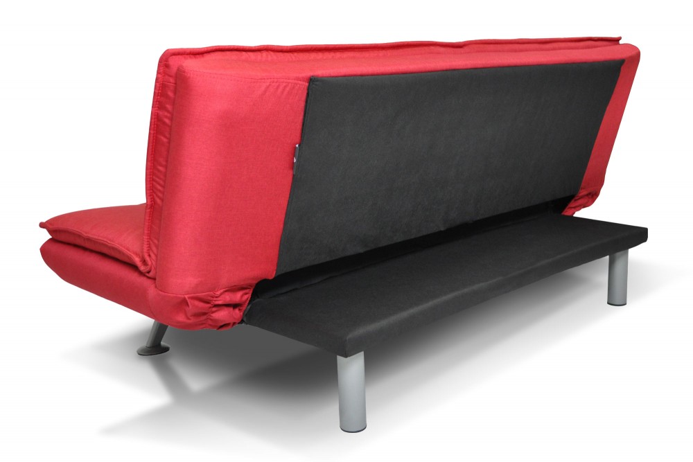 Divano letto clic clac in tessuto rosso, divano 3 posti Iris Arredo