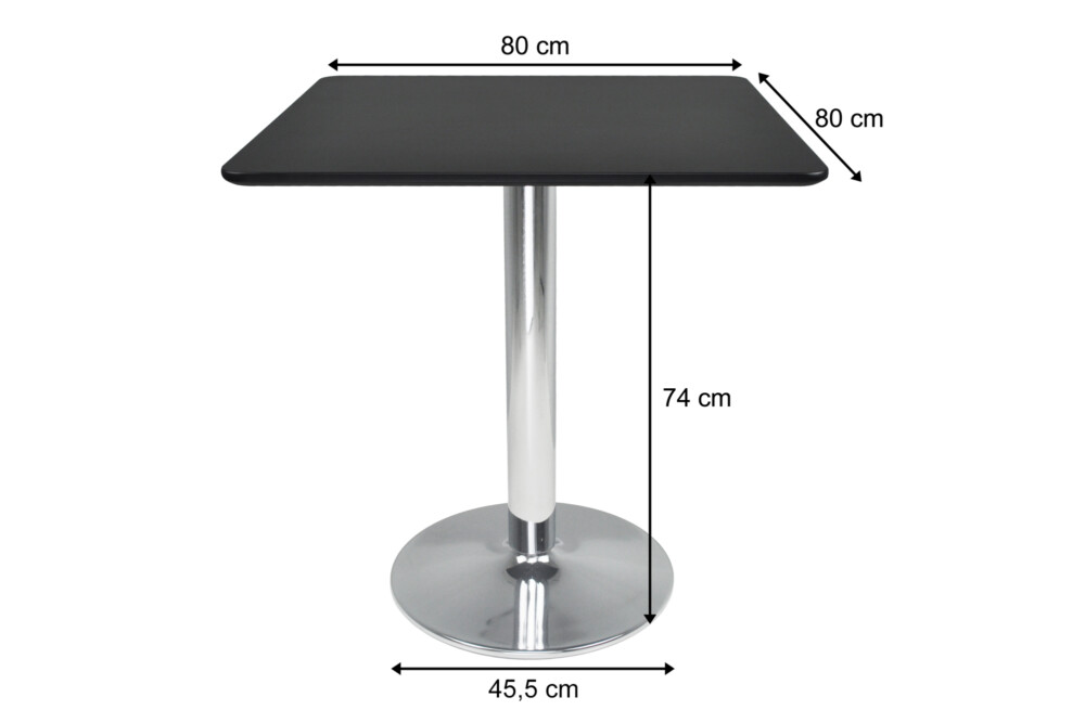 Tavolo quadrato 80×80 nero, tavolino da bar mod. Romeo Arredo