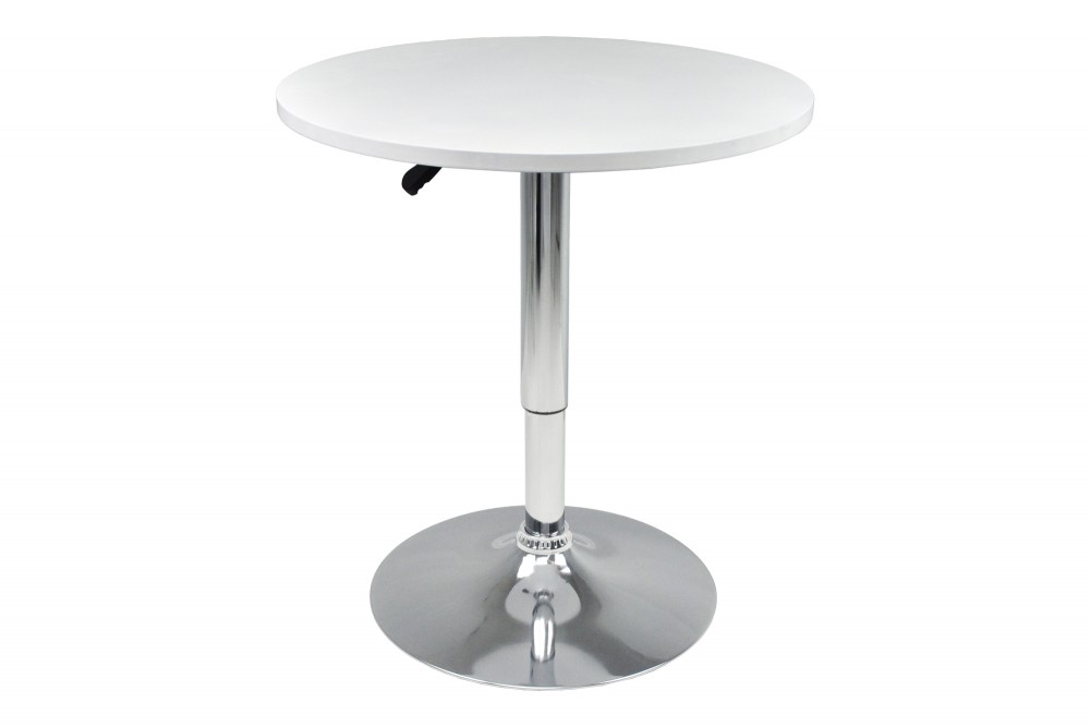 Tavolo regolabile in altezza rotondo 60 cm bianco, tavolino da bar mod. Romeo Arredo