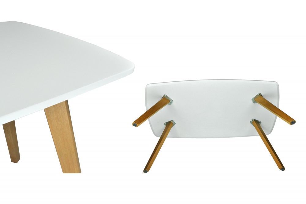 Tavolino da salotto mod. Pegaso con top bianco in mdf e piedi in legno Arredo