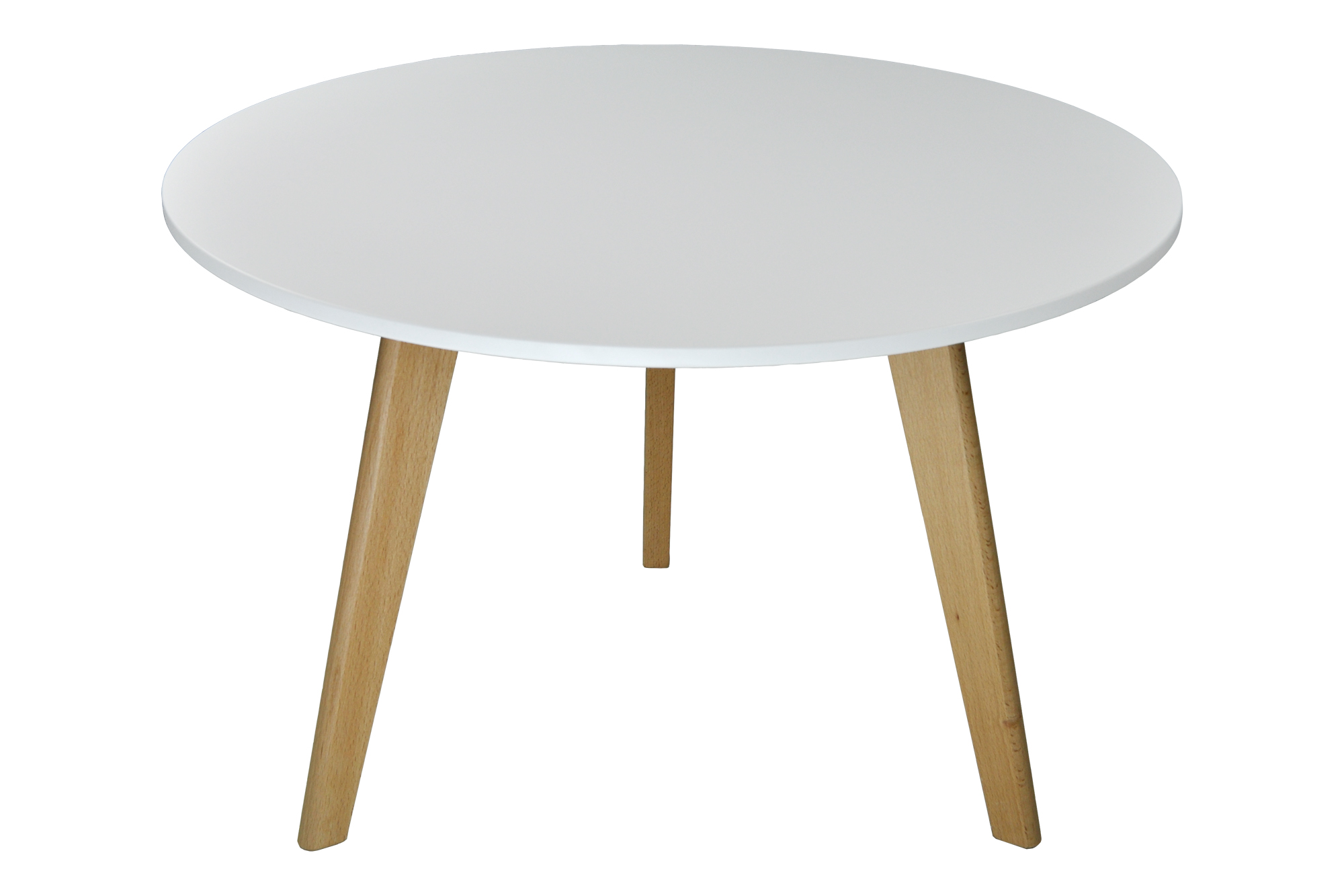 Tavolino rotondo da salotto mod. Oliver con top bianco in mdf e piedi in  legno – Samira Italia