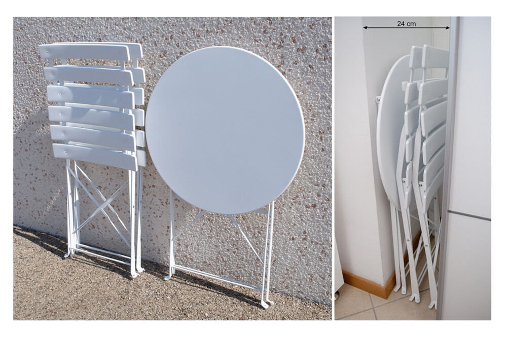 Set tavolo e sedie da giardino pieghevoli, set tavolo e sedie da esterno bianco mod. Positano Giardino