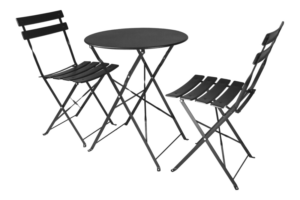 Set tavolo e sedie da giardino pieghevoli, set tavolo e sedie da esterno nero mod. Positano Giardino