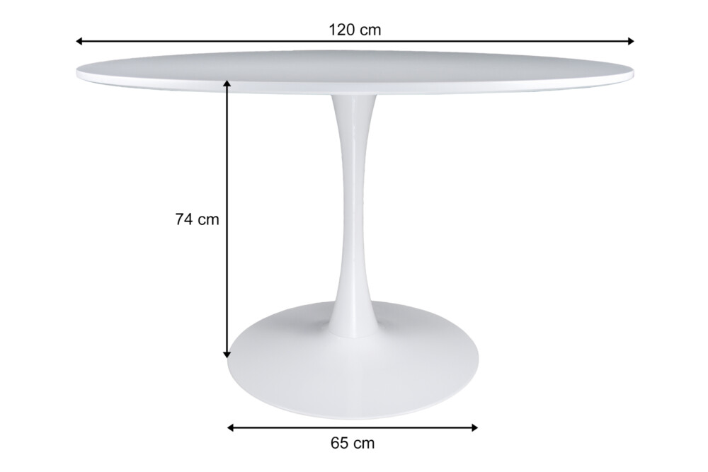 Tavolo rotondo 120 cm, tavolo da pranzo tondo bianco mod. Omar Arredo
