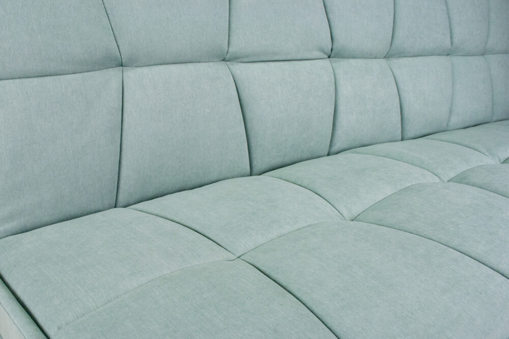 Divano letto clic clac in tessuto vellutato verde tiffany, divano 3 posti mod. Bart Arredo