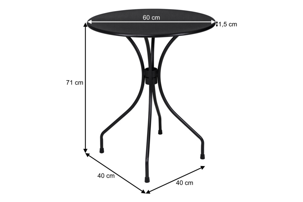 Tavolo bar rotondo 60 cm nero, tavolo da esterno mod. Rick Rick