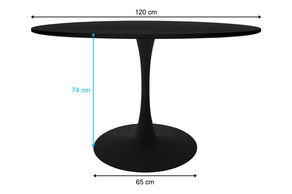 Tavolo rotondo 120 cm, tavolo da pranzo tondo nero mod. Omar Arredo