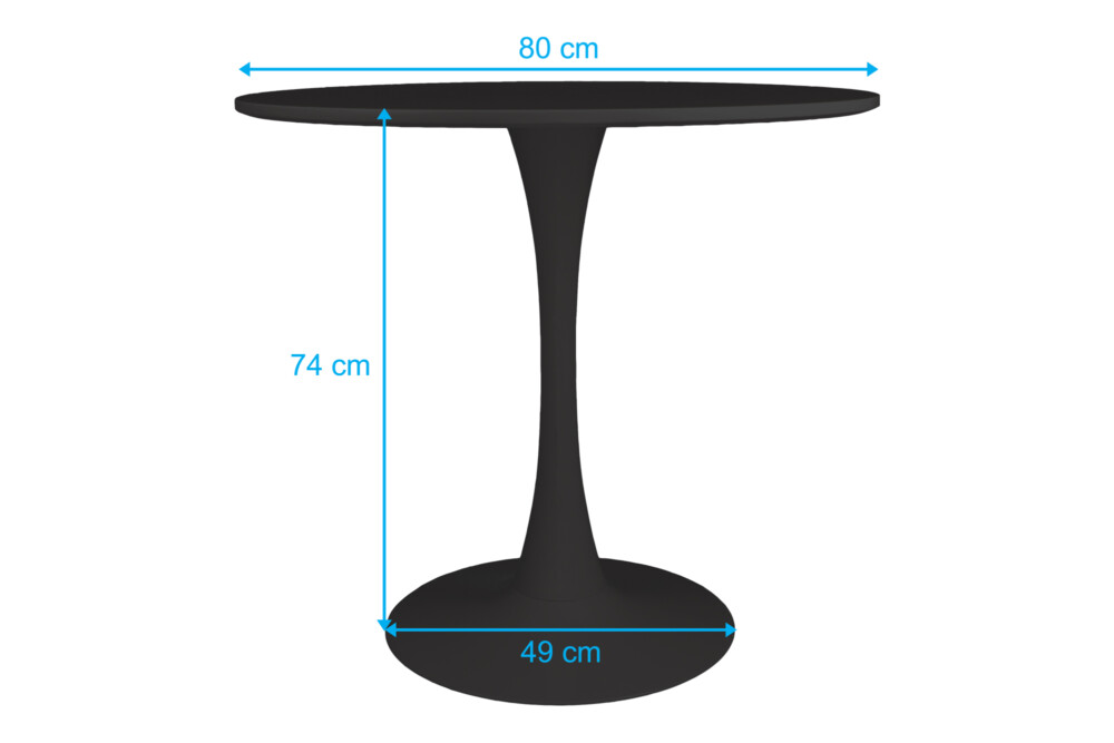 Tavolo rotondo 80 cm, tavolo da pranzo tondo nero mod. Omar Arredo