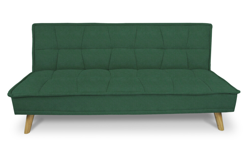 Divano letto clic clac in tessuto vellutato verde abete, divano 3 posti mod. Bart Arredo
